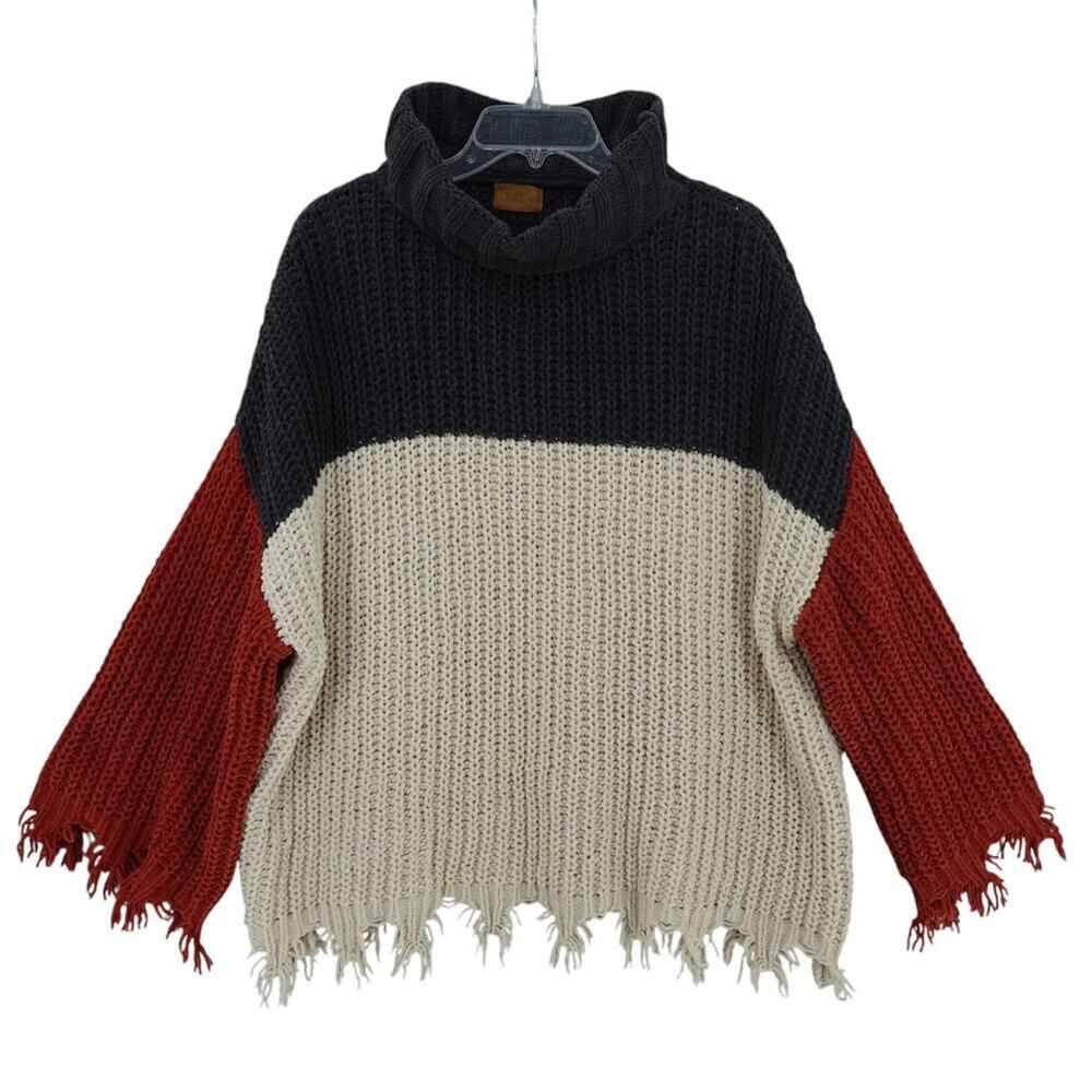 POL Orange Cream Chunky Turtleneck Sweater MED